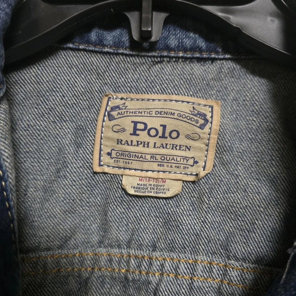 Polo Ralph Lauren Denim Jacket Kids Youth Size M‎ (10-12)Blue Trucker Distressed